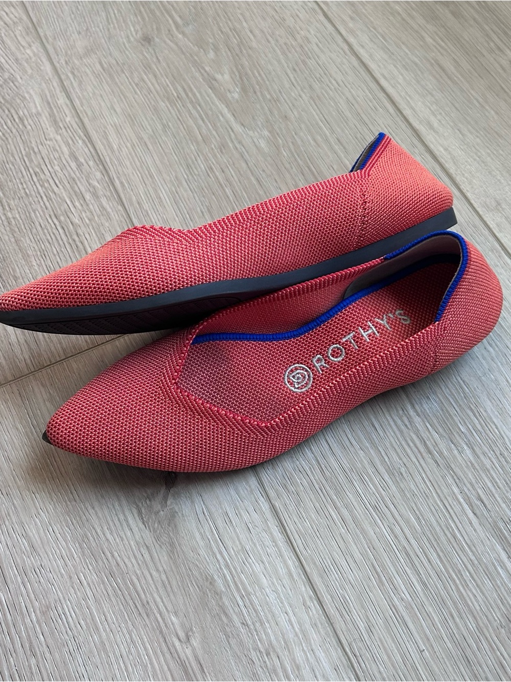 Rothy’s The Point Coral Pink Knit Pointed Toe Flats Shoes Women’s Size 7.5 - Picture 9 of 10